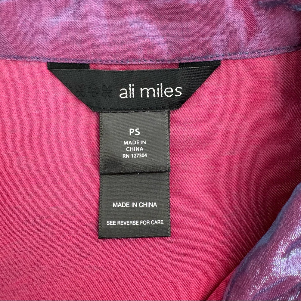 NWT Ali Miles Shimmer Woven Wire Collar 3/4 Cuffed Sleeve Tunic Petite Small New - Picture 6 of 14